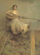 Thomas Wilmer Dewing, Girl with Lute